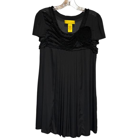 Catherine Malandrino Dresses & Skirts - Catherine Malandrino Silk Short Sleeve Pleated A-Line Mini Dress Black 2
